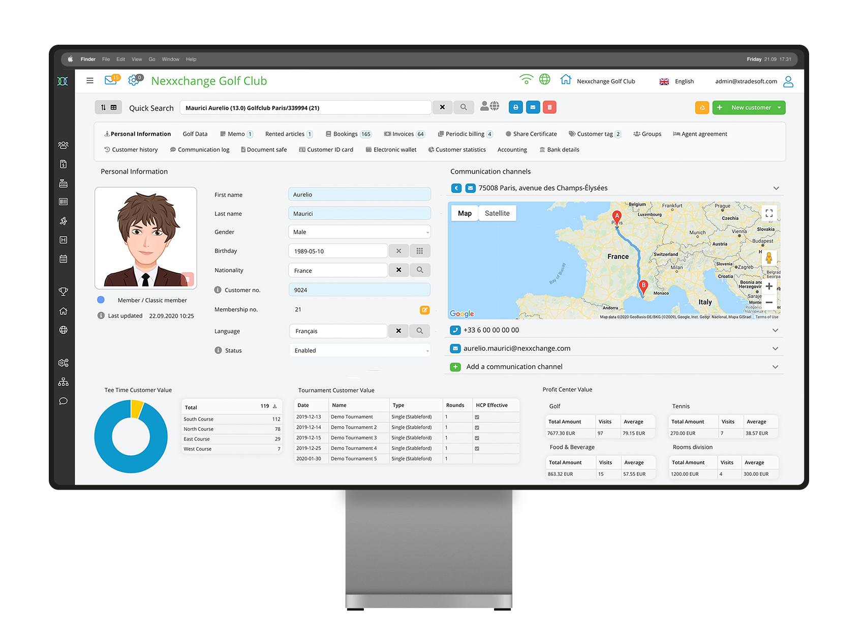 screenshot of Nexxchange GolfSuite